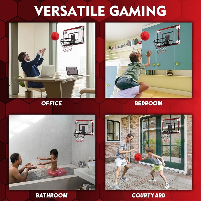 BOHEN Indoor Mini Basketball Hoops with Powerful Suction Cup, Stick to Windows, Wooden Doors, Smooth Walls - Basketball Backboard Indoor Bedroom Office for Kids Teens Adults - Image 5